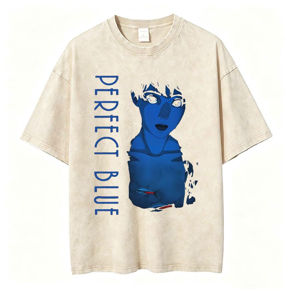 Vintage Washed Anime Perfect Blue Mima Kirigoe TShirts Mens Women Clothing Fashion Harajuku Oversized Short Sleeve T Shirts