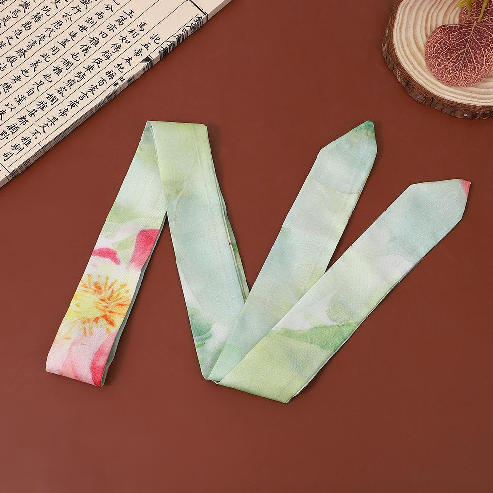 "Frühling Neu Antiker Stil Druck Seidenschal & Chinesisches Band Haarband"