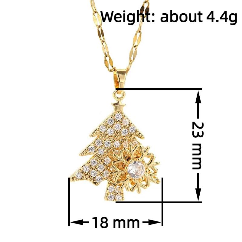Huitan Sparkling Cubic Zirconia Christmas Tree Snowflake Pendant Necklace for Women Festival Luxury Party Aesthetic Jewelry GiftGood Product