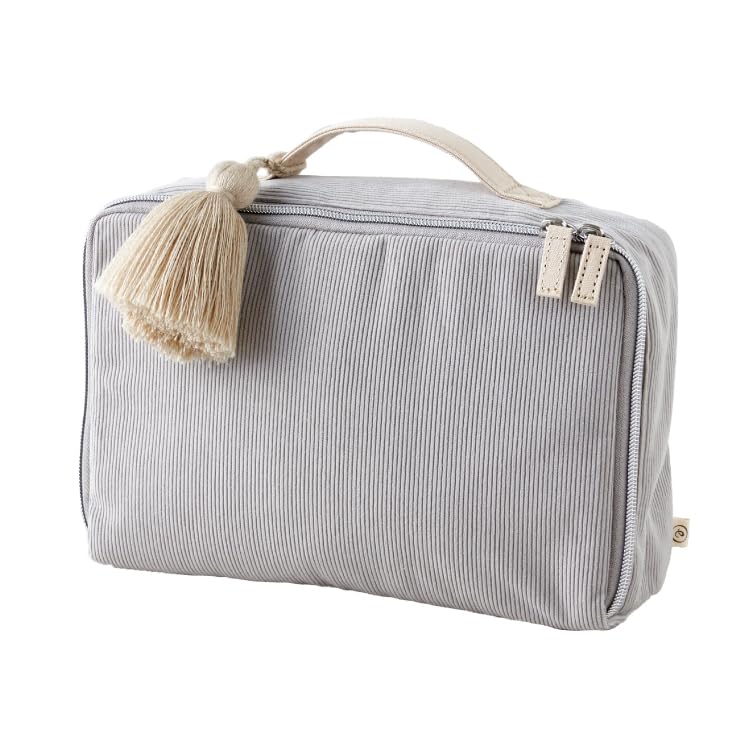 EMOCA Fluffy Diaper Waffle Large Greige Pouch, Fabric, Capacity, Tassel,