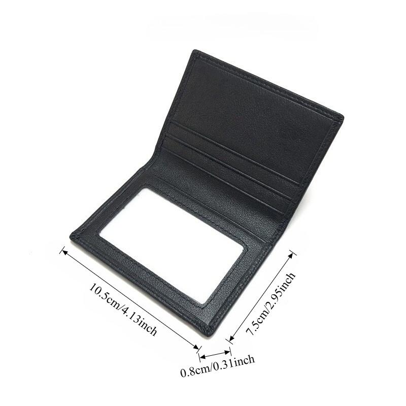 Top-grain Leather Wallet with ID and Credit Card Slots Men's Ultra-slim Vertical Cardholder Design Business VIP Bank Card Case and Card Organiser