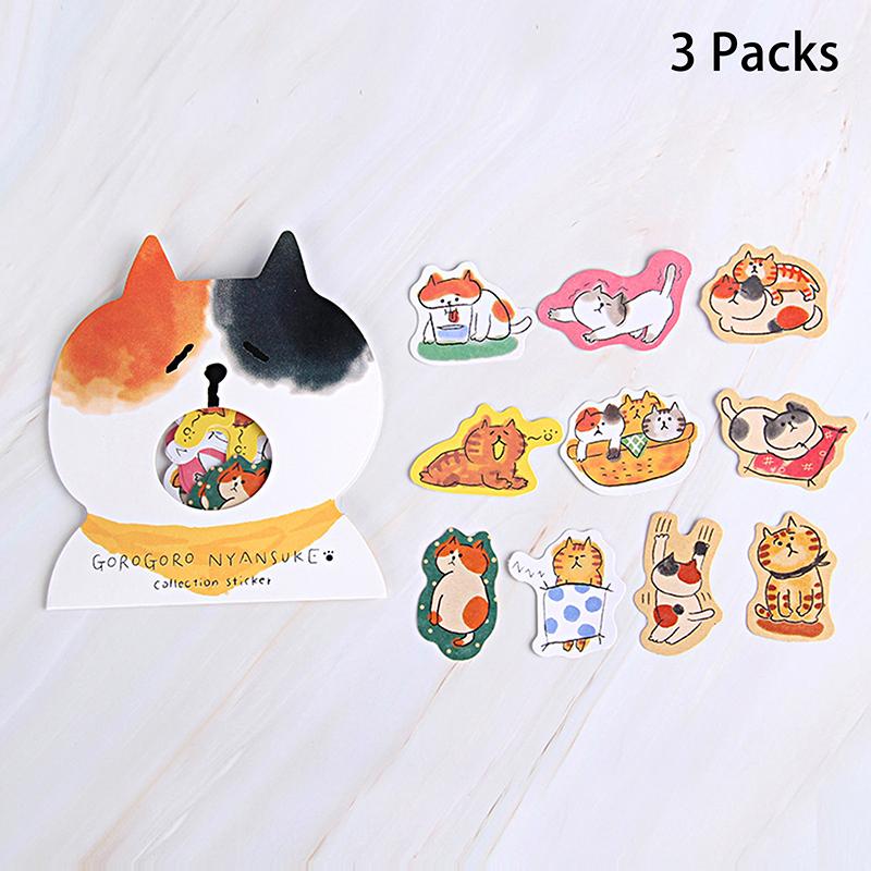 

3Pcs Cute Cartoon Cat Stickers Creative Decorative Stationery Stickers Diary Calendar Albums Decoration Stickers Gifts