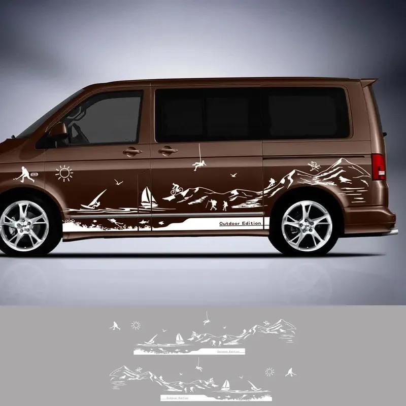 Van Camper Stickers For Volkswagen VW Transporter T6 Car Graphics Mountain Climb Camping Styling Decals Auto Tuning Accessories