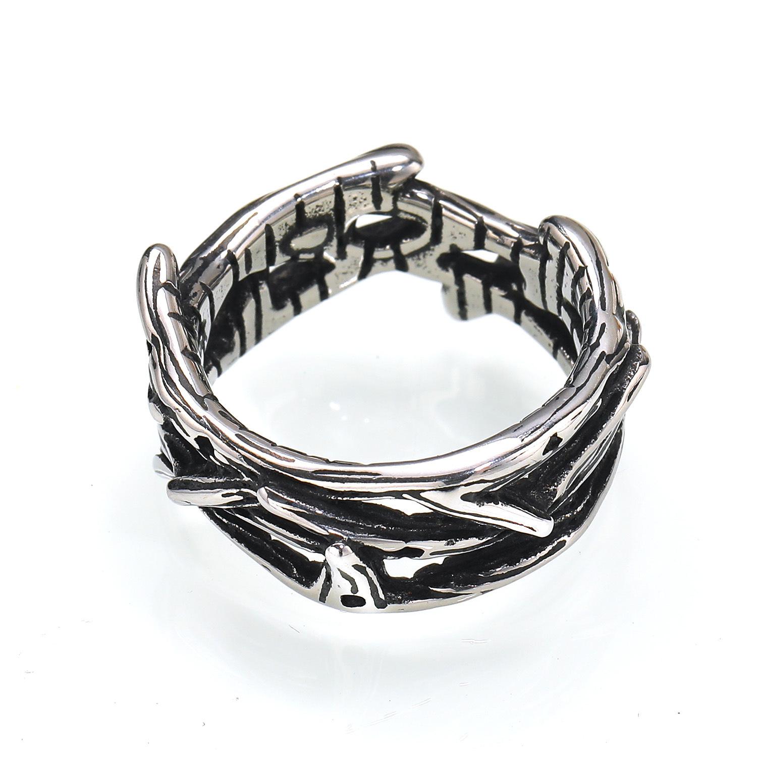 2026  Ювелирные изделия, Европейский и Американский Тренд Ретро Кольцо Терновый Венец с Веткой, Персонализированные Ювелирные Изделия No. 7