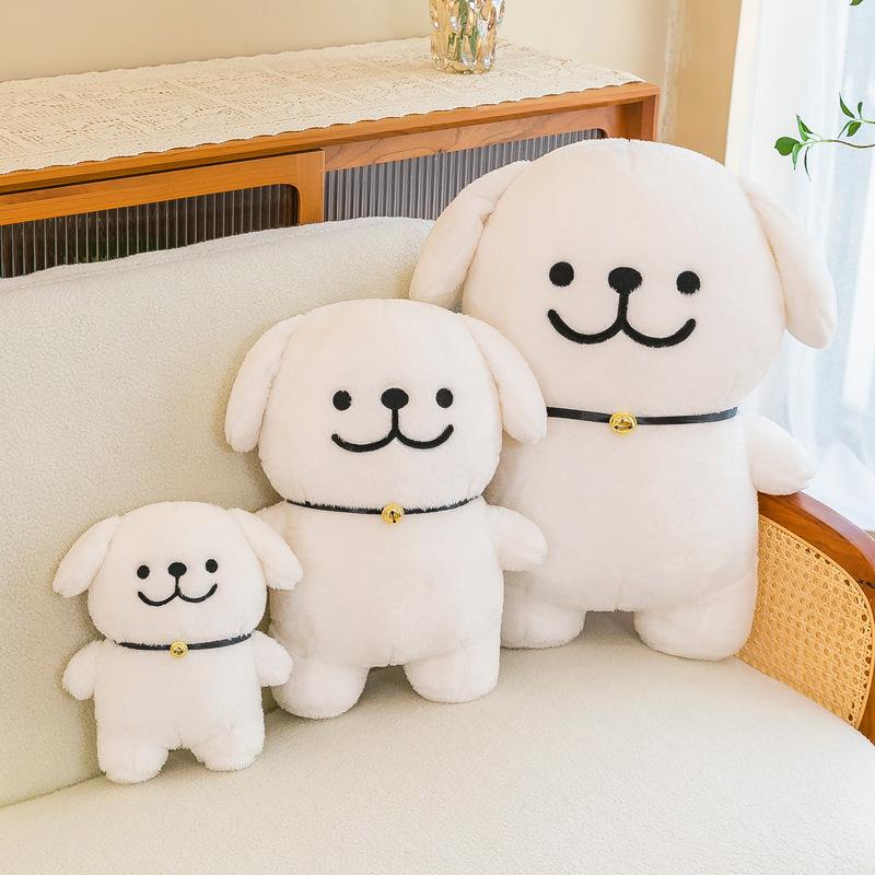 New cute line puppy plush toy doll little white dog throw pillow cute girl gift