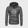 Men's Hooded Leather Jacket: New Korean Style, Velvet Finish for Spring/Autumn, Trendy Casual Motorcycle & Workwear Jacket