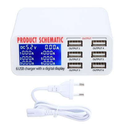 Chargeur USB intelligent multifonctionnel à 6 ports Adaptateur secteur pour téléphones portables Tablettes (100-240V UE)