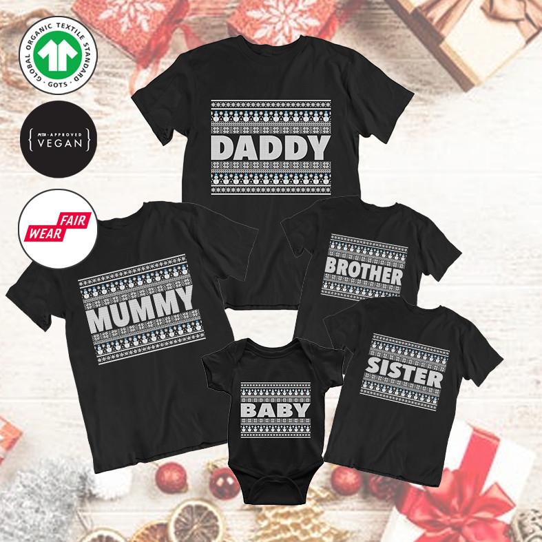 Family Matching Pattern Christmas T-Shirt Mens Womens Tees Tops Adults Baby Gift Present 2XL