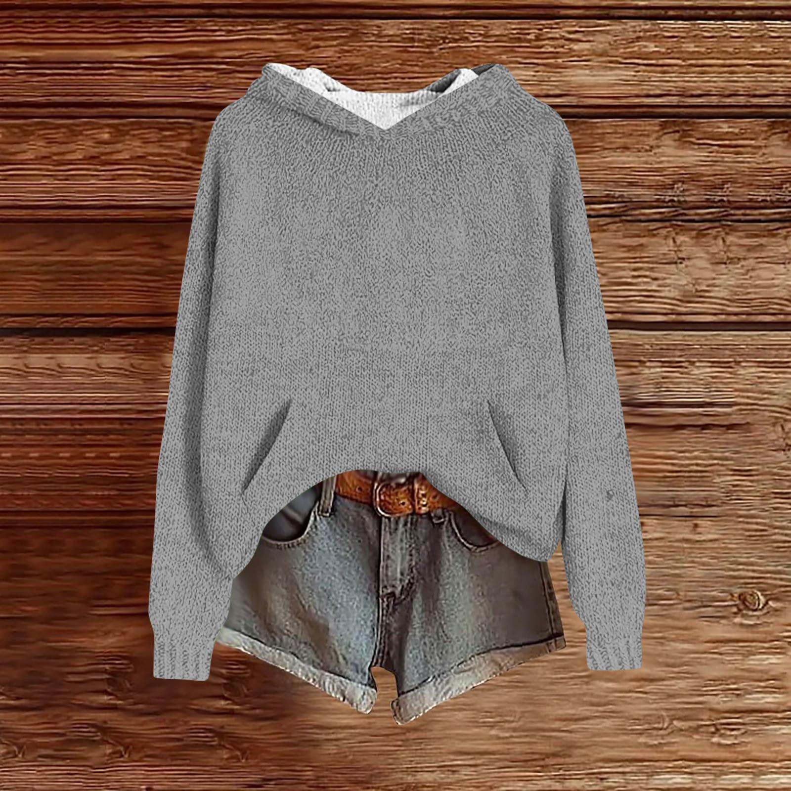 Sweatshirts For Women Knit Sweater Cute Shirt Fall Pullover Hooded Sweatshirt M 2439₽