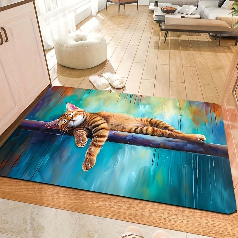 1PC Cat Kitchen Rugs Non-Slip Home Door Mats Pop design Bathroom Rugs Bath Mat Carpet for Home Sink Laundry Decor