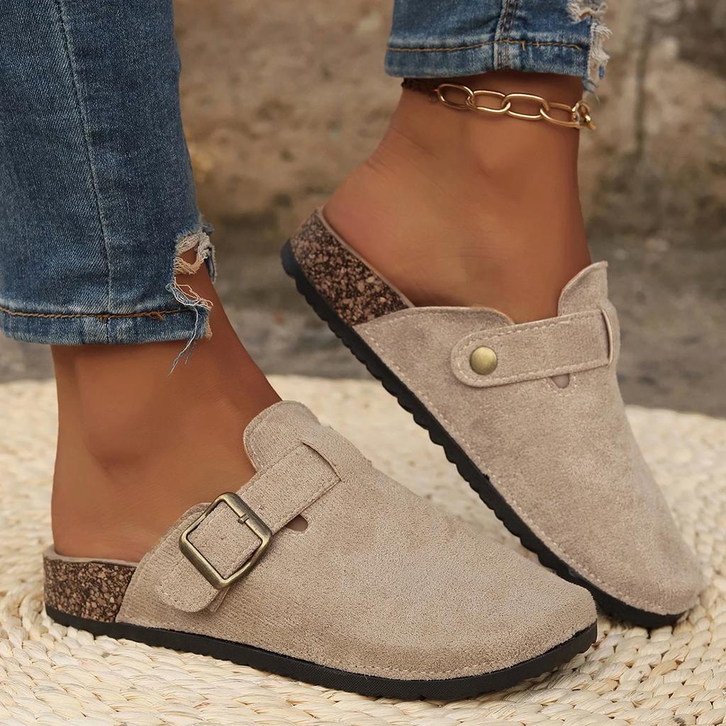 Pantoufles pour femmes, nouvelles pantoufles en daim à la mode pour l'été, mules d'extérieur, sandales de plage de luxe, diapositives pour la maison, Zapatos De Mujer