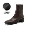 Weiwei Girl 6688-1 Stumme Sohle Elastische Skinny Stiefel Damen Herbst Dicke Ferse Kurze Stiefel Pendler Vintage Schwarze Stiefel