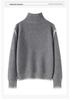 Women's Gray Half-Zip High Collar Cashmere Sweater - Color Block, Loose Knit Korean Style Base Layer