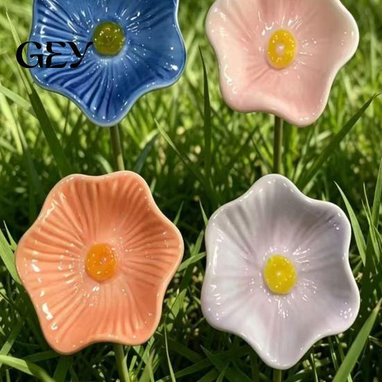 Handbemalte Keramik-Gartenkunst Handgefertigte Bestäuber-Trinkstation, Bunte Blume Biene Wasserspender & Schmetterling Vogel Hinterhof Badezubehör Bad,