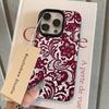 Red Lace Floral Pattern Phone Case For iPhone 17 16 15 14 Plus 13 12 11 Pro MAX Air 16E Screen Protector Casing Shockproof Cover