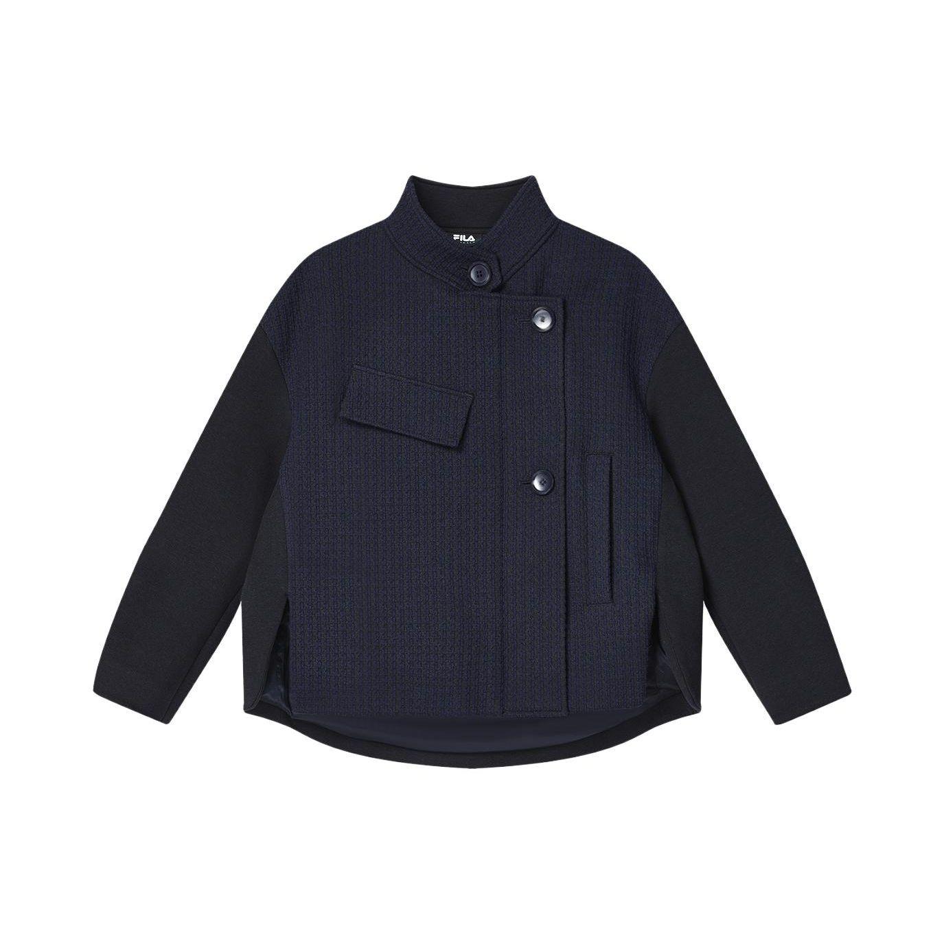 

FILA Emerald Solid Color Stand Collar Casual Loose Knit Jacket Women jackets Sky-Blue F11W414701F-NV S