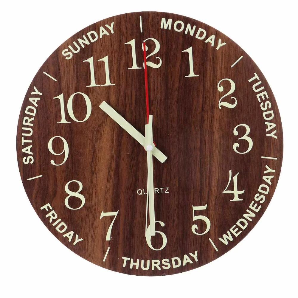 Silent Night Light Hanging Clock Glow In The Dark Wall Time Clock Round Quartz Clock  Office