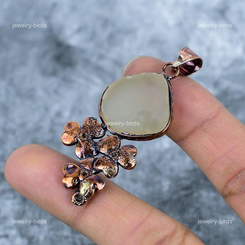 Afghanistan Agate Stone Copper Electroformed Wife Gift Birthday Pendant Jewelry VP-41