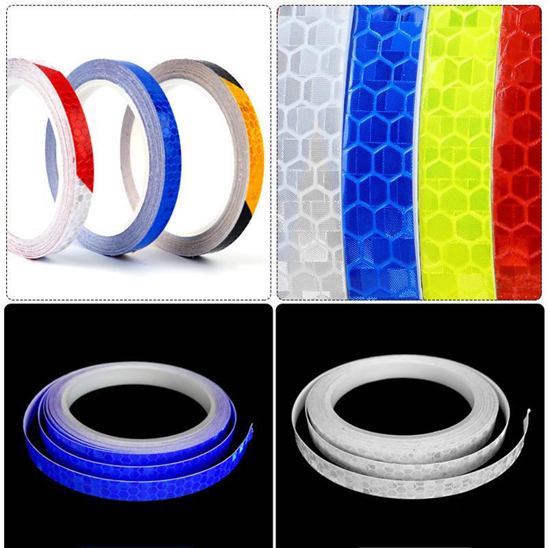 800cm Car Reflective Stickers Motorcycle Bicycle Reflector Safety Warning Rim Decal Tape Car Accessories 7 Colors Car Decoration