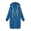 Autumn and Winter Women‘s European and American Hooded Long-sleeved Mid-length Sweatshirt and Fleece Long Coat