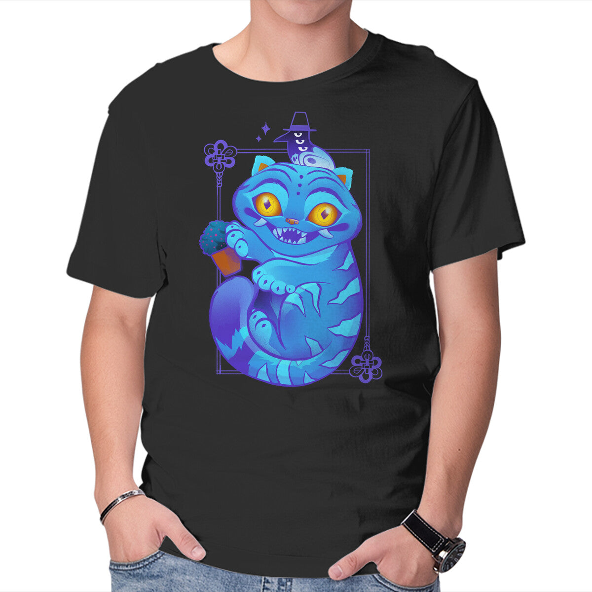 Unisex Crew Neck T-Shirt Derpy Tiger Graphic Short Sleeve Casual Tee L
