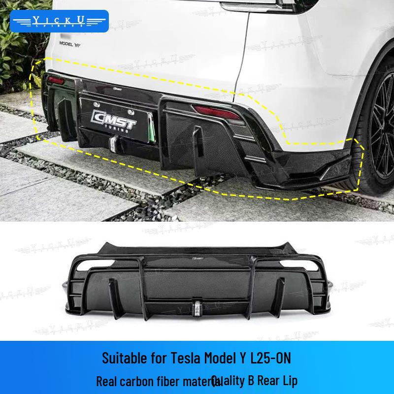 Tesla Model YL CMST Style Real Carbon Fiber Front & Rear Lip Hood Kit