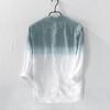 Summer Mens Cool Thin Breathable Lapel Collar Hanging Dyed Gradient Cotton Shirt