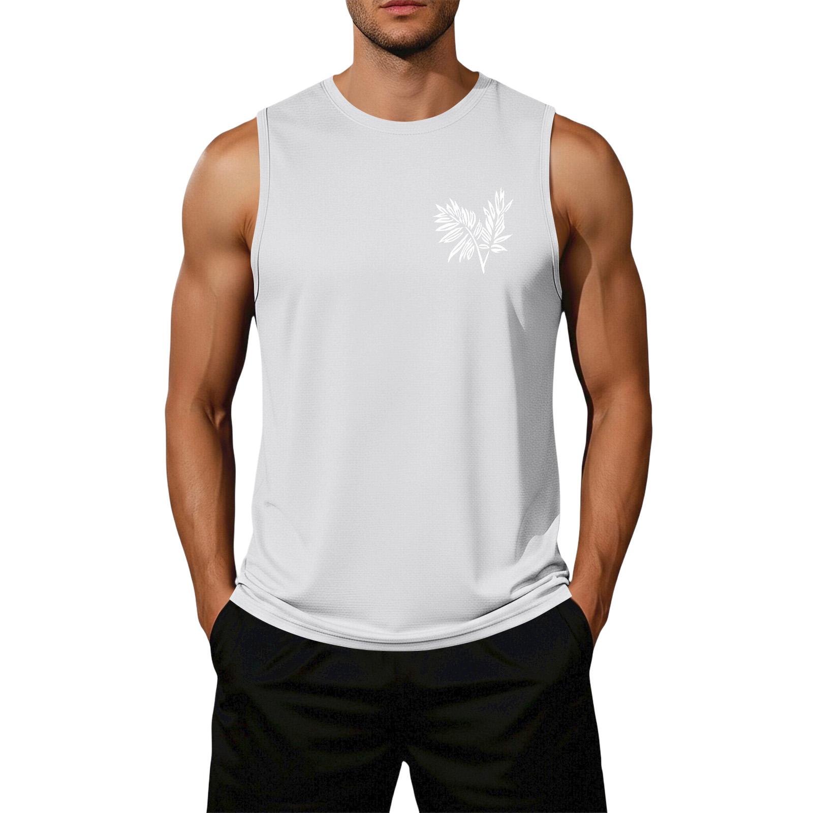 

Men s Loose Fit Sleeveless Casual Tank Top Flag Print Graphic Design Soft Fabric Comfortable Fit Summer Wear M білий