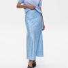Women's Ditsy Floral Print Satin High Waist Bodycon Midi Skirt Elegant Long Half Skirt Casual Bottoms