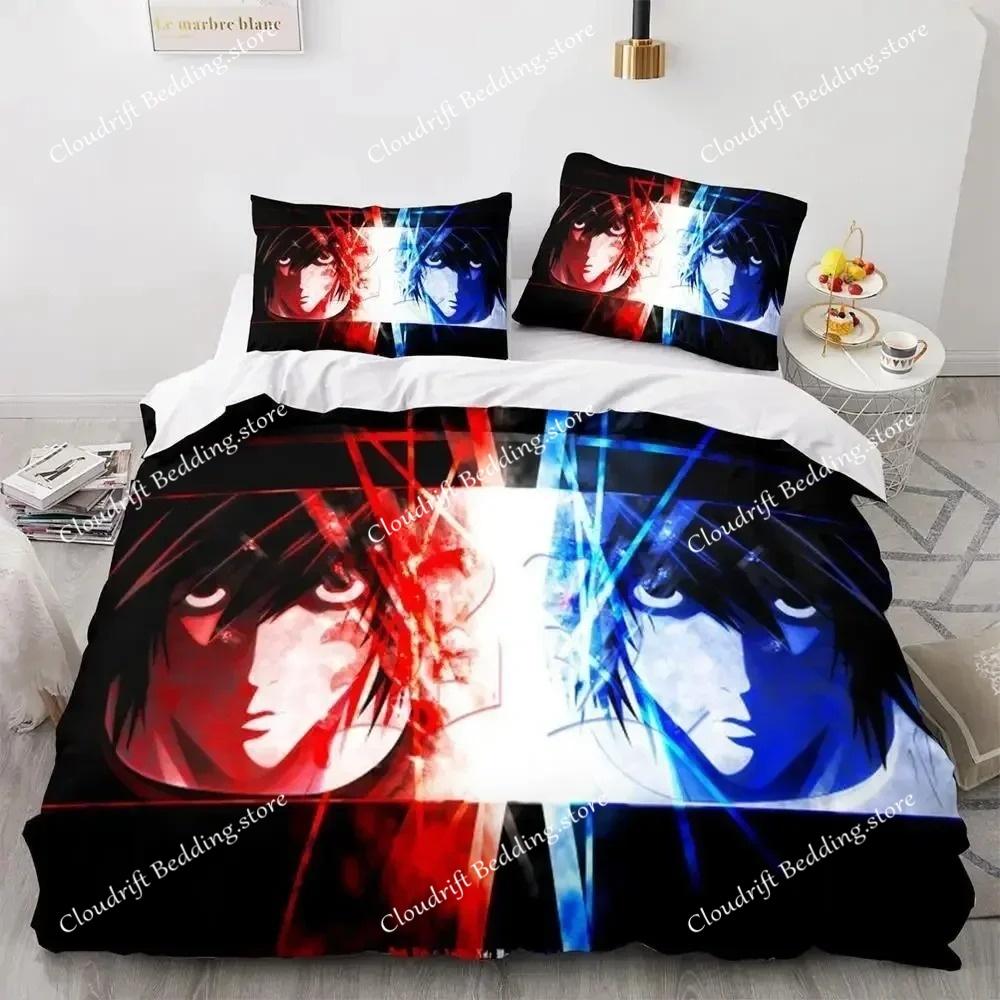 Death Note Bedding Set, Death Note Duvet Cover Set, Microfiber Quilt Cover with Pillowcases for Kids Teens Adults