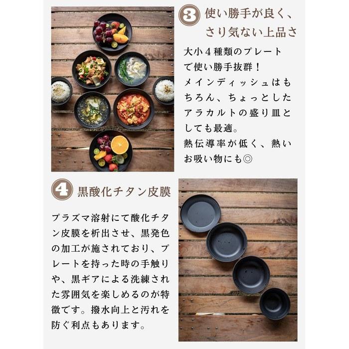 Camping Moon Tableware Camp Plate Stainless Dishware Set 8 pcs with Canvas Case Black BKS395-2S Black | 8 pcs Standard