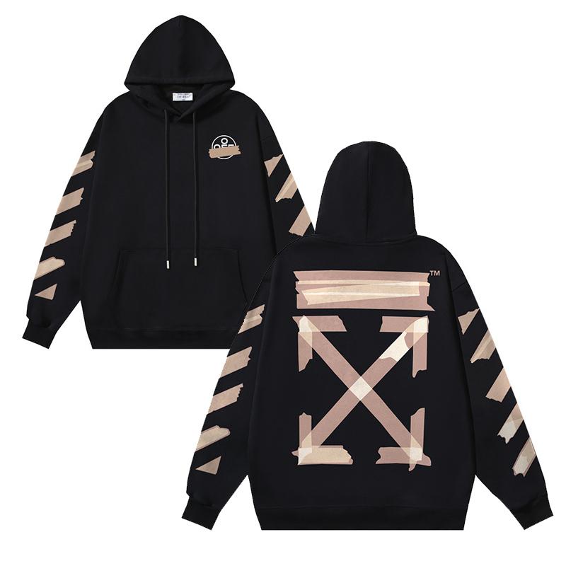 

Off-White 2025 Autumn and Winter New Letter Tape Arrow Pattern Printed Hooded Sweatshirt for Men and Women XL чорний