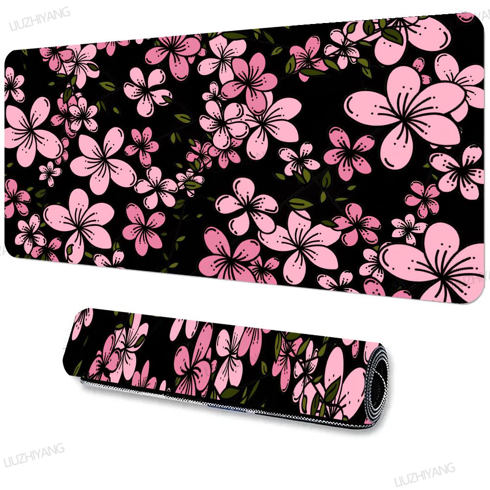 Black Pink Flower monitor Mouse Pad Large Office Game MousePad XXL Gaming Rubber Desk Mat Computer Gamer Kerboard Long Mousepads