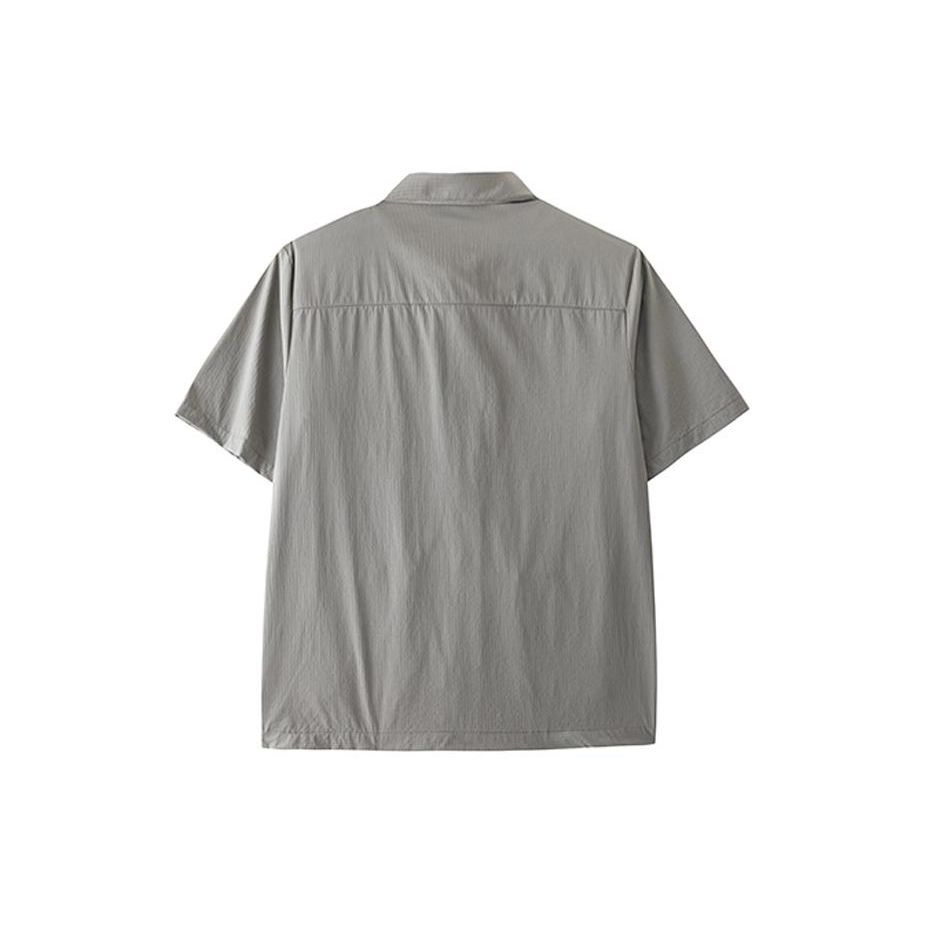 Anta Outdoor Series Solid Color Single-Breasted Short Sleeve Shirt Men Shirts Dark-Green 152426104-2