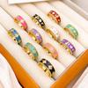 Ring Retro Flower Enamel Color Ring Niche High-end Sense Light Luxury Elegant Fashion Versatile Ring Women Do Not Fade