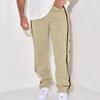 Men's casual sports buttoned trousers men's autumn new loose straight drawstring large size trousers