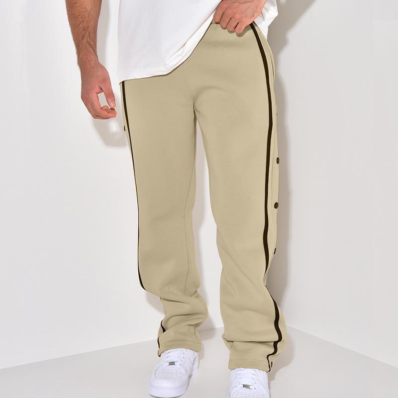 Men's casual sports buttoned trousers men's autumn new loose straight drawstring large size trousers