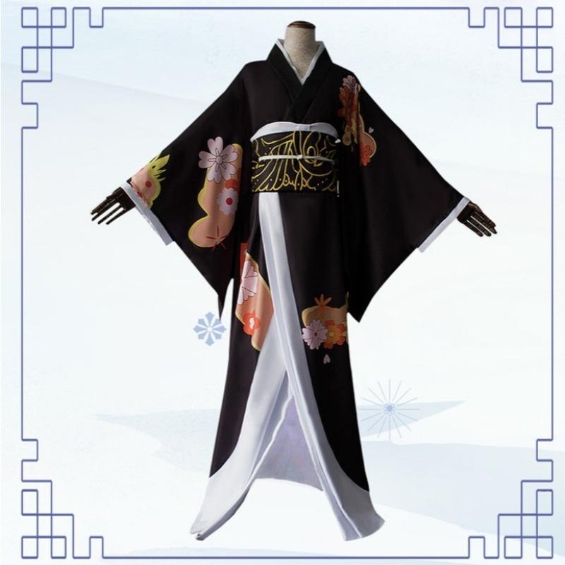 Ensemble complet de cosplay Kimono féminin Muzan Kibutsuji de Demon Slayer, Tenue de jeu de rôle Anime Style Ancien