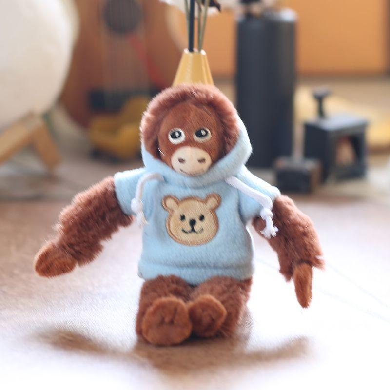 Hoodie Monkey Keychain Pp Cotton Plush Pendant Portable Gift For Girls Kids