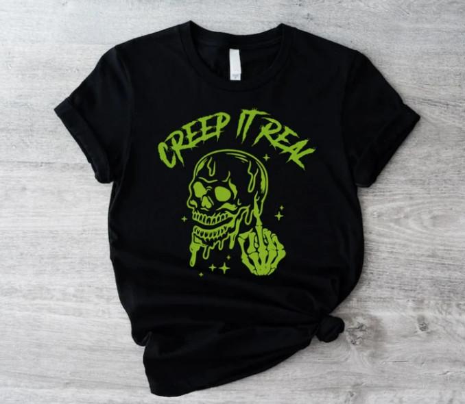 Creep It Real Shirt, Halloween Shirt, Funny Skull Shirt S разноцветный
