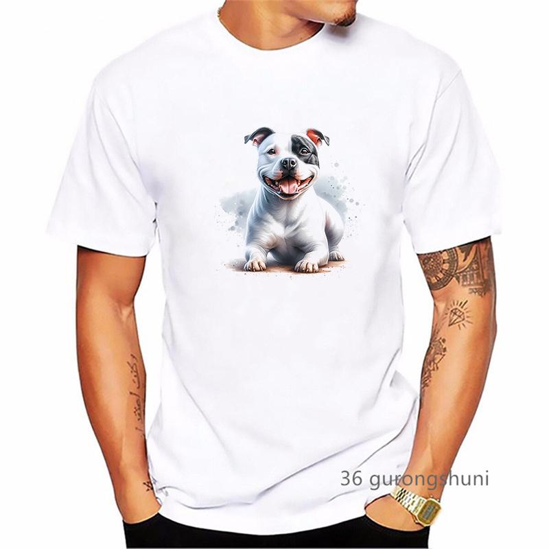 Staffordshire Bull Terrier Dog Animal Printed T Shirt MenS Clothing Summer Fashion Tops Tee Shirt Homme Harajuku Shirt