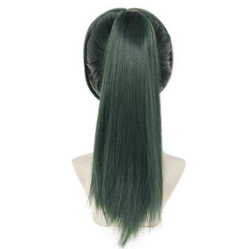 Anime Cosplay Wig Maki Zenin Dark Green Ponytail Costume Heat Resistant Synthetic Hair Jujutsu Kaisen Women Carnival Party Wigs