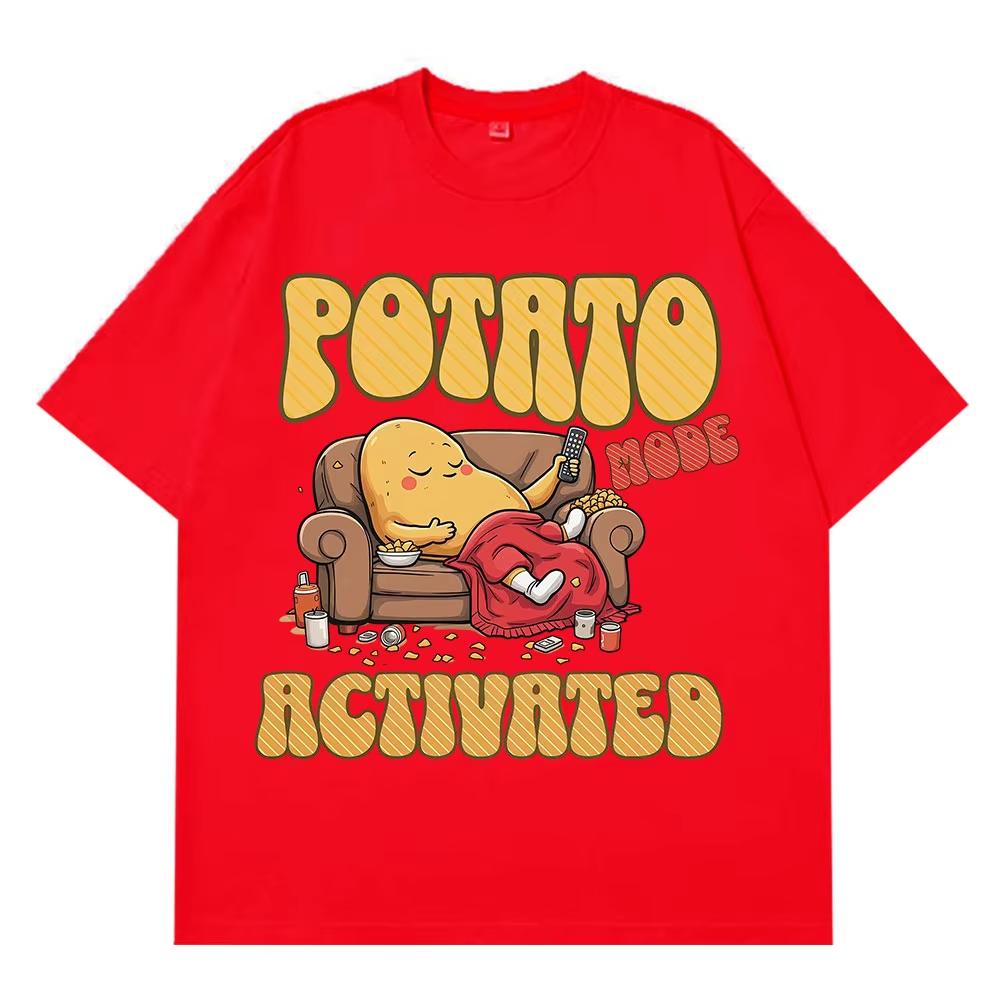 

Lazy Potato Funny Couch Potato TShirt Men Women Fashion Clothing T-shirts Summer Short-sleeved Cotton Harajuku Oversized T-shirt 4XL