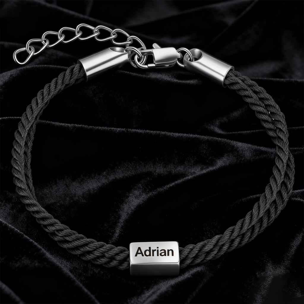 Personalized Name Stainless Steel Men's Bracelet Commemorative Engraving Handmade Boyfriend Gift Bracelet