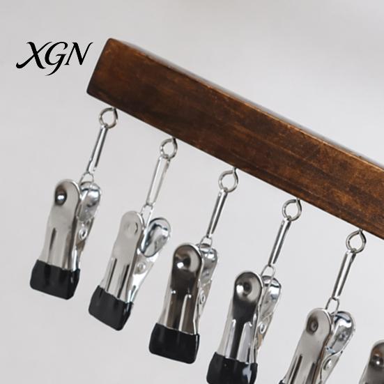 Leggings Organizer for Dorm Legging Hangers with 12 Clips, Space Saving Wooden Pants Closet Underwear And Accessory Organizer, 360 Degree