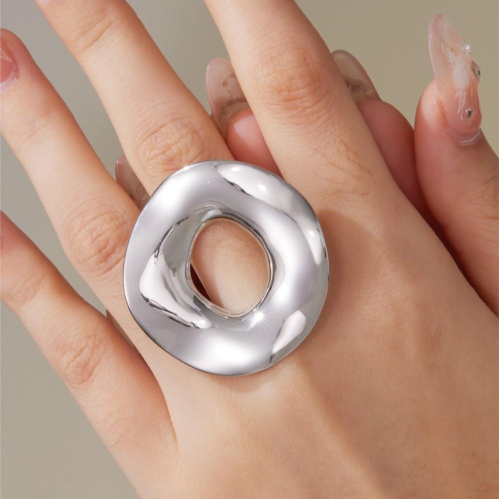 Minimalist Irregular Circle Design Chunky Ring In Stainless Steel 18K Gold Plated Statement Rings For Women Modern Chic Jewelry