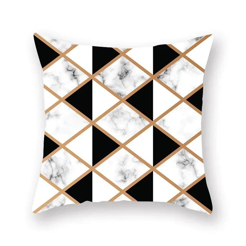 Marble Sofa Decoration Gold Black Geometric Cushion Cover Sofa Stripe Bedroom Living Room Throw Pillow Cover
