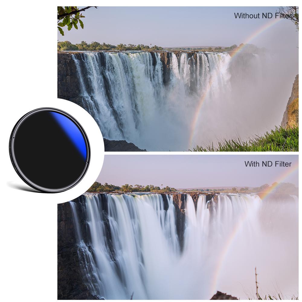 K&F CONCEPT 37-82mm ND2 To ND400 Adjustable Neutral Density Variable ND Camera Lenses Filter Cloth 49mm 52mm 58mm 62mm 67mm 77mm