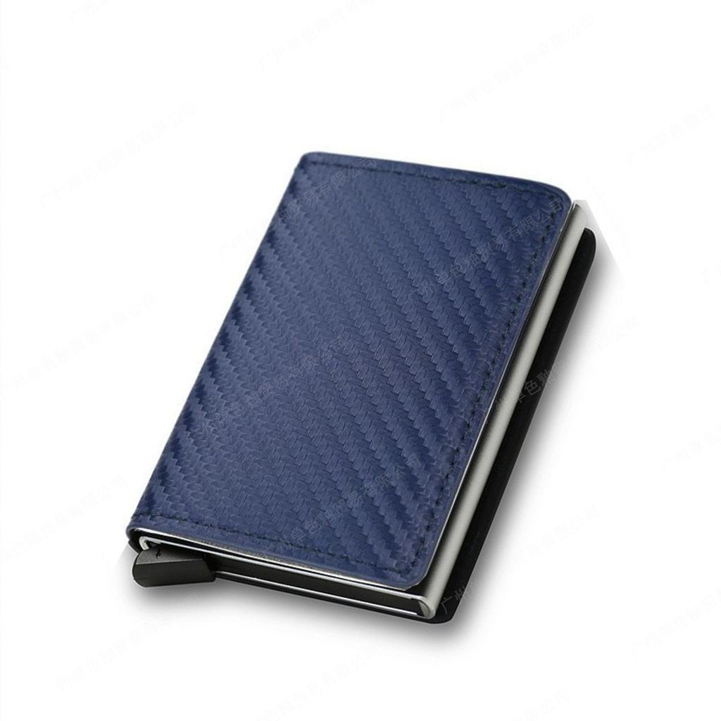 RFID Anti-theft Brush Automatically Pops Up Card Bag Card + Credit Card Metal Card Bag Men's Multi-card Wallet Carbon Fiber