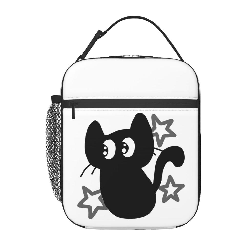 Black Cat Animal Theme Insulated Lunch Bag for Women Children Leakproof Food Boxes Thermal Lunch Box Tote